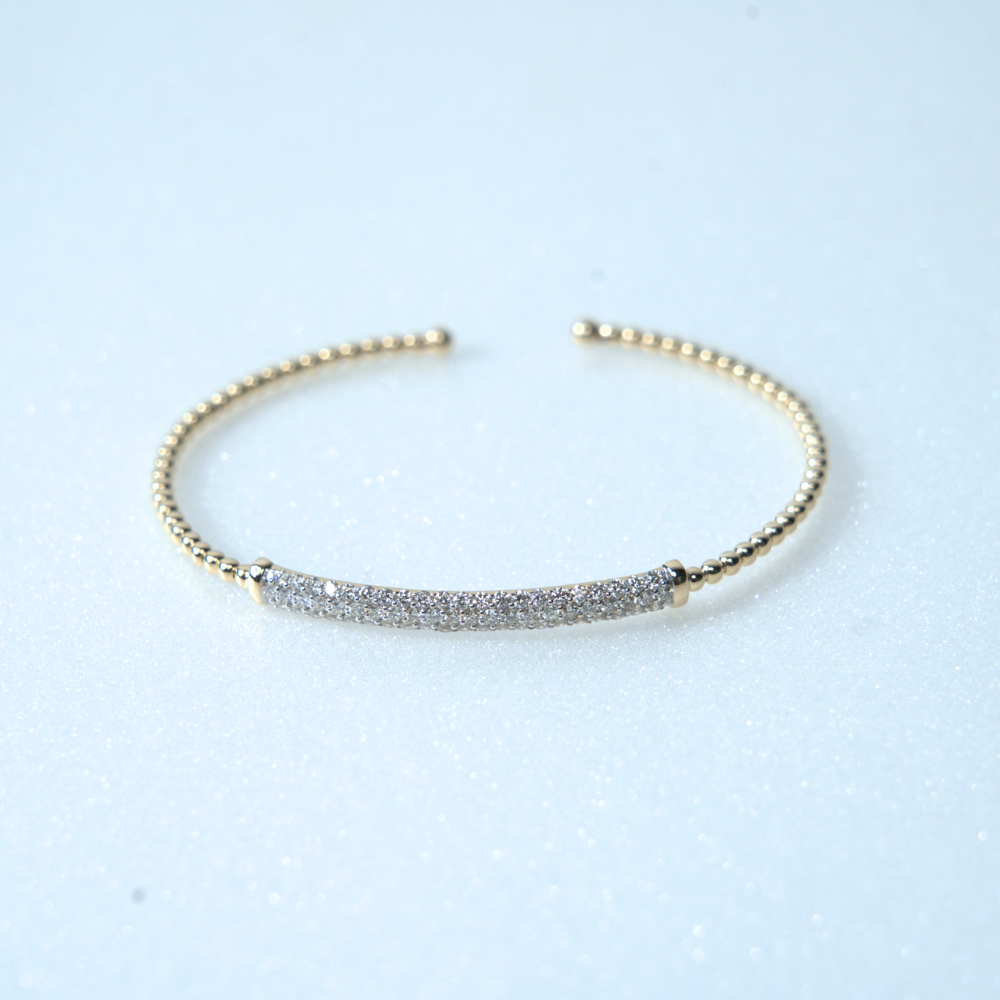 Bead cuff bracelet with diamond