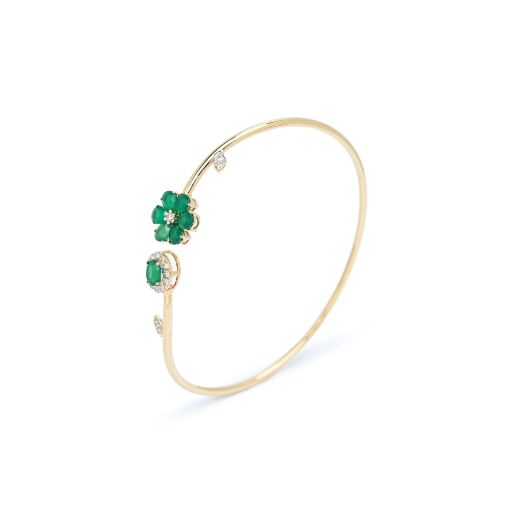 Emerald and Diamond 14k yellow gold bracelet